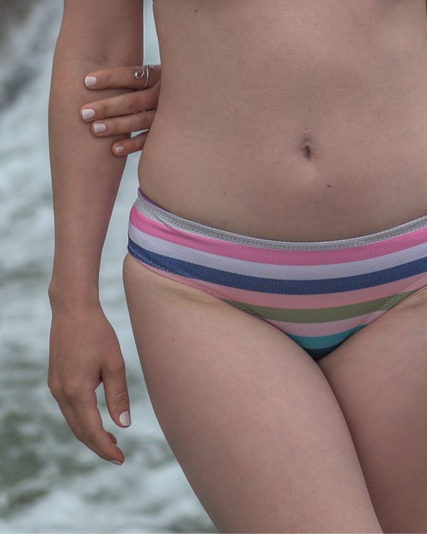Bikini braga clásica - Bikini rayas - Top bikini verde - Imagen 3